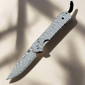 Diamond Japanese EDC Pocket Knife with VG10 Damascus Blade, Titanium Handle & Sheath - TRAPSKI