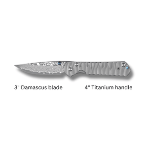 Diamond Japanese EDC Pocket Knife with VG10 Damascus Blade, Titanium Handle & Sheath - TRAPSKI