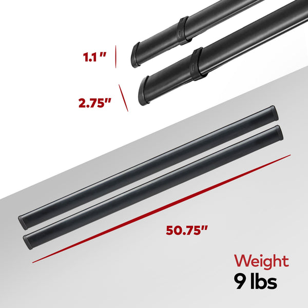 YAKIMA 50 Inch Steel CoreBar Aerodynamic Roof Rack Crossbars, Black, Set of 2