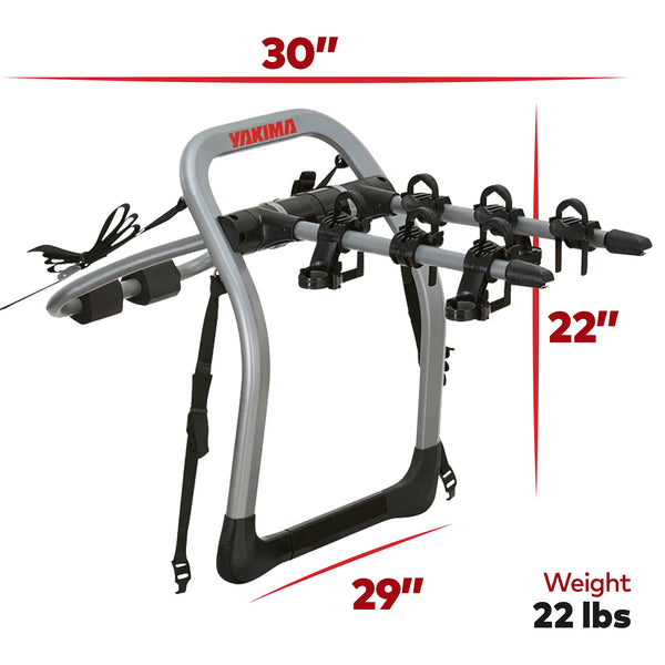 Yakima HalfBack 3 Bike Capacity Trunk Bike Strap Rack with ZipStrips, Gray/Black