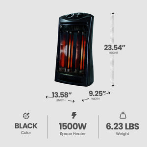 Geneva Industrial 1500W Quartz Infrared Tower Heater with Adjustable Thermostat