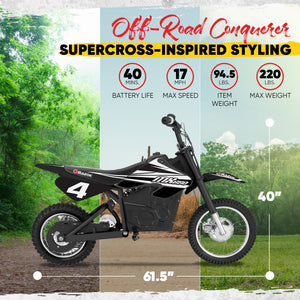 Razor MX650 Dirt Rocket High-Torque Electric Motocross Dirt Bike, 17 MPH, Black