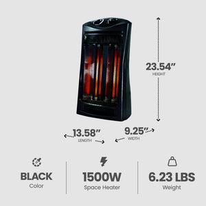 Geneva Industrial 1500W Quartz Infrared Tower Heater with Adjustable Thermostat