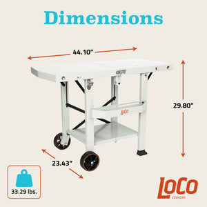 Loco Cookers Steel Tabletop Foldable Prep Cart with Condiment Holder, Chalk - TRAPSKI