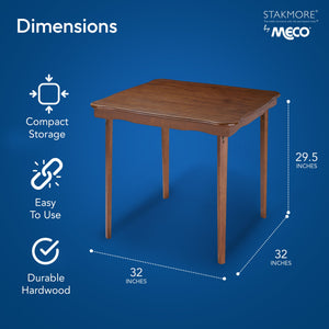 MECO Stakmore Scalloped Edge Compact Traditional Folding Card Table, Fruitwood
