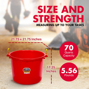 Little Giant 70 Quart Durable and Versatile Utility Muck Tub w/Handles, Red - TRAPSKI