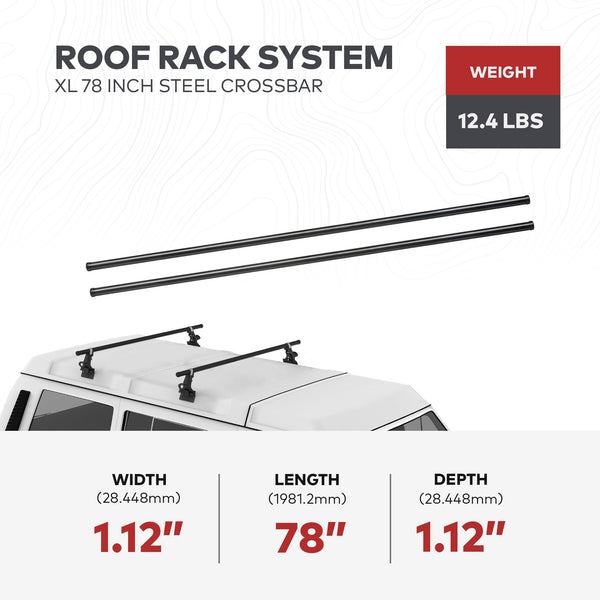 Yakima RoundBar XL 78 Inch Steel Round Roof Rack System Crossbars, Set of 2