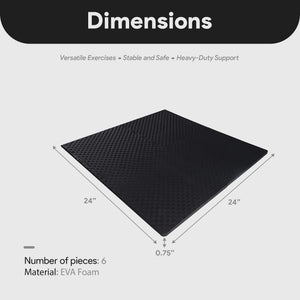 BalanceFrom Fitness 24 Sq Ft Interlocking EVA Foam Exercise Mat Tiles, Black