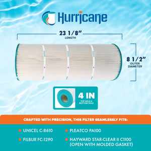 Hurricane HF8610-01 Advanced Pool and Spa Filter Cartridge Replacement, White