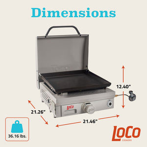 Loco Cookers 1 Burner Portable Tabletop Digital Propane SmartTemp 16" Flat Top - TRAPSKI