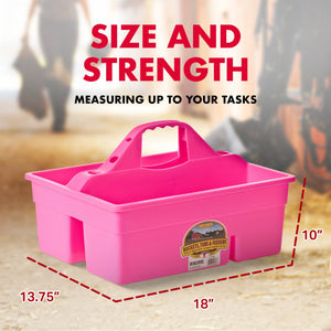 Little Giant DuraTote Plastic Box Organizer w/2 Compartments & Grip Handle, Pink