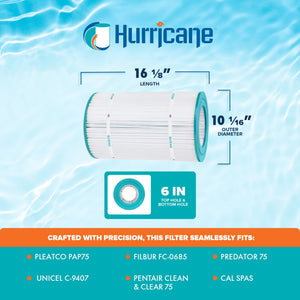 Hurricane HF9407-01 Advanced Pool and Spa Filter Cartridge Replacement, White