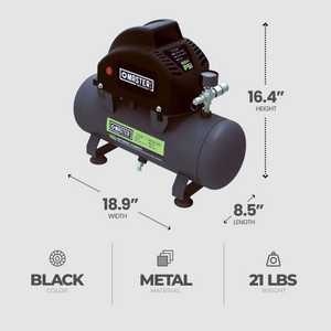 Master Mechanic Portable Air Compressor with Built In Handle, 2 Gallon, Black