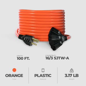 Master Electrician 100 Feet Outdoor Extension Cord with Inline Circuit Breaker