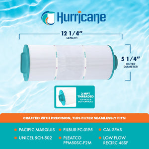 Hurricane 2 Pack HF5H502-01 Advanced Pool and Spa Filter Cartridge Replacement
