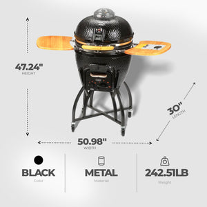 Vision Grills C Series Ceramic Kamado Charcoal Grill with Super Bundle, Black
