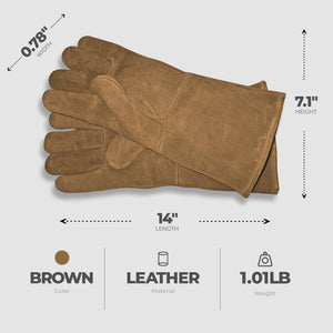 Panacea Breathable Fireplace Hearth Gloves Shields Splinters and Burns, Brown - TRAPSKI