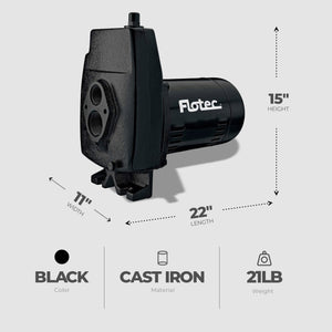 Flotec 1/2 HP Cast Iron Convertible Jet Pump Tackles Water Depths of Up To 100'