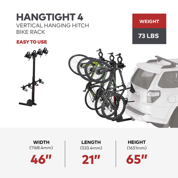 Yakima HangTight 4 Vertical Hanging Hitch Bike Rack for 2 Inch Hitch Receivers