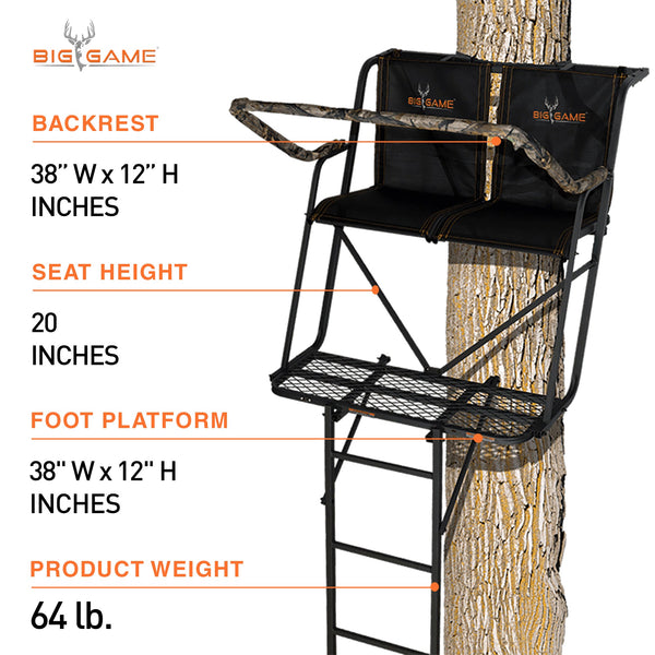 Big Game The Big Buddy Deer Hunting Ladder Climbing Tree Stand w/Flex-Tek Seat