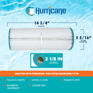 Hurricane HF5374-01 Advanced Pool and Spa Filter Cartridge Replacement, White