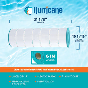 Hurricane HF9419-01 Advanced Pool and Spa Filter Cartridge Replacement, White