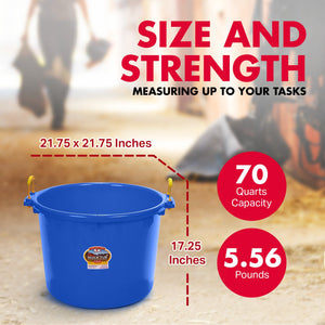 Little Giant 70 Quart Durable and Versatile Utility Muck Tub w/Handles, Blue