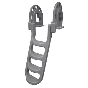 Dock Edge Stand-Off Flip-Up Polyethylene Roto Molded 4-Step Dock Ladder - Grey - TRAPSKI