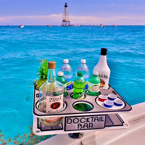 Docktail Boat Table Caddy with Adjustable Rod Holder Mount - TRAPSKI