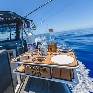 Docktail Boat Table Caddy with Adjustable Rod Holder Mount
