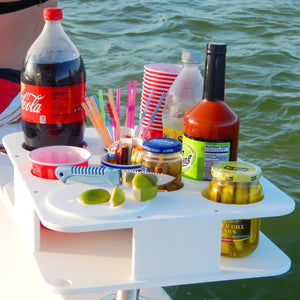 Docktail Boat Table Caddy with Adjustable Rod Holder Mount
