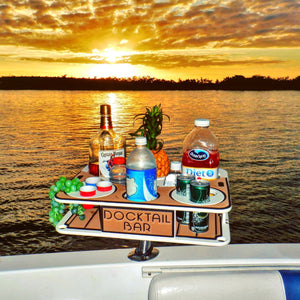 Docktail Boat Table Caddy with Adjustable Rod Holder Mount
