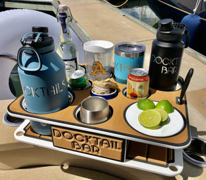 Docktail Boat Table Caddy with Adjustable Rod Holder Mount