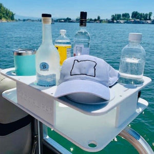 Docktail Boat Table Caddy with Pontoon Boat Rail Mount