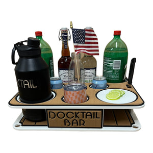 Docktail Boat Table Caddy with Pontoon Boat Rail Mount