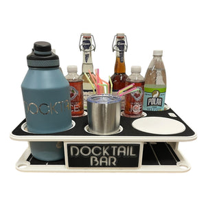 Docktail Boat Table Caddy with Pontoon Rail Mount
