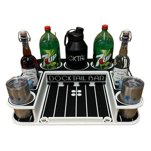 Docktail Butler Boat Table with Adjustable Rod Holder Mount - TRAPSKI