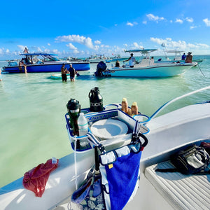 Docktail Butler Boat Table with Adjustable Rod Holder Mount - TRAPSKI