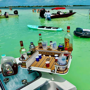 Docktail Butler Boat Table with Adjustable Rod Holder Mount - TRAPSKI