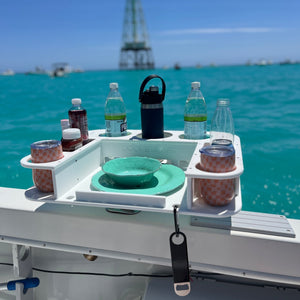 Docktail Butler Boat Table with Adjustable Rod Holder Mount - TRAPSKI