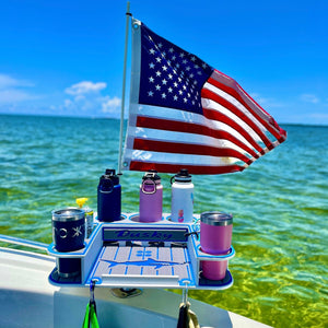 Docktail Butler Boat Table with Adjustable Rod Holder Mount - TRAPSKI