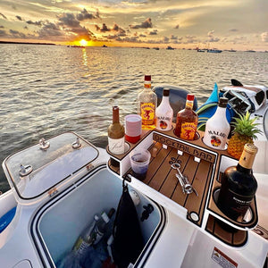 Docktail Butler Boat Table with Adjustable Rod Holder Mount - TRAPSKI