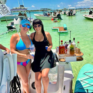 Docktail Butler Boat Table with Adjustable Rod Holder Mount - TRAPSKI