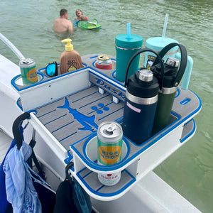 Docktail Butler Boat Table with Adjustable Rod Holder Mount - TRAPSKI