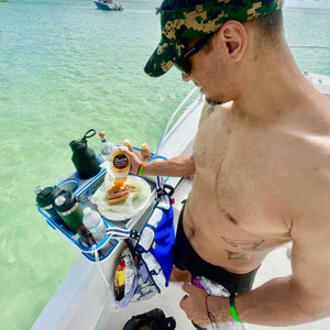 Docktail Butler Boat Table with Adjustable Rod Holder Mount - TRAPSKI