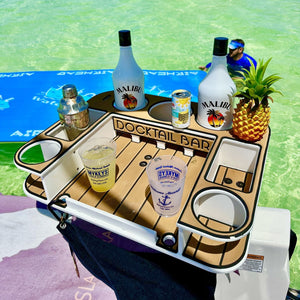 Docktail Butler Boat Table with Adjustable Rod Holder Mount - TRAPSKI