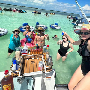 Docktail Butler Boat Table with Adjustable Rod Holder Mount - TRAPSKI