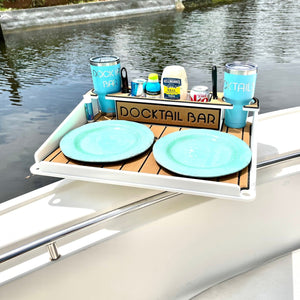 Docktail Utility Boat Table Accessory with Adjustable Rod Holder Mount