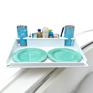 Docktail Utility Boat Table Accessory with Adjustable Rod Holder Mount