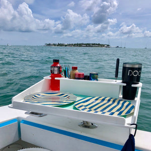 Docktail Utility Boat Table Accessory with Adjustable Rod Holder Mount